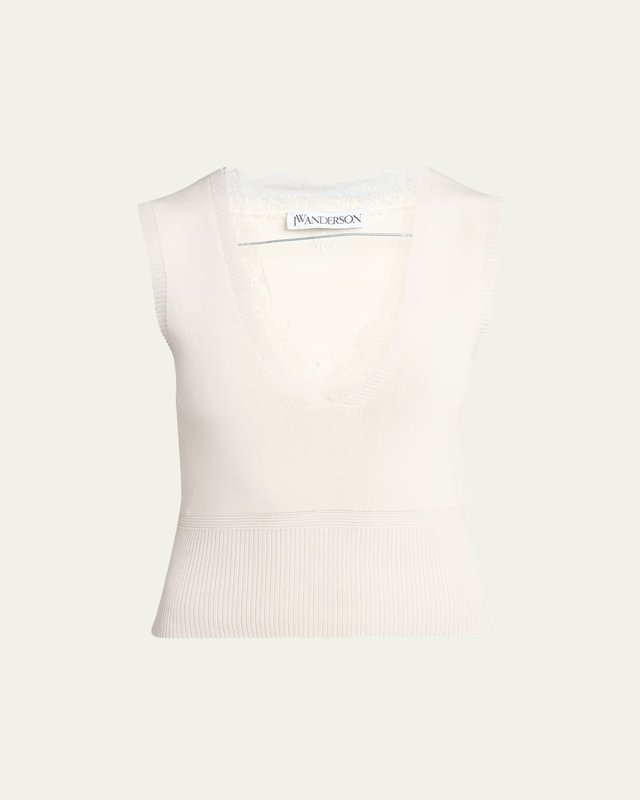Lace Trim V-Neck Vest